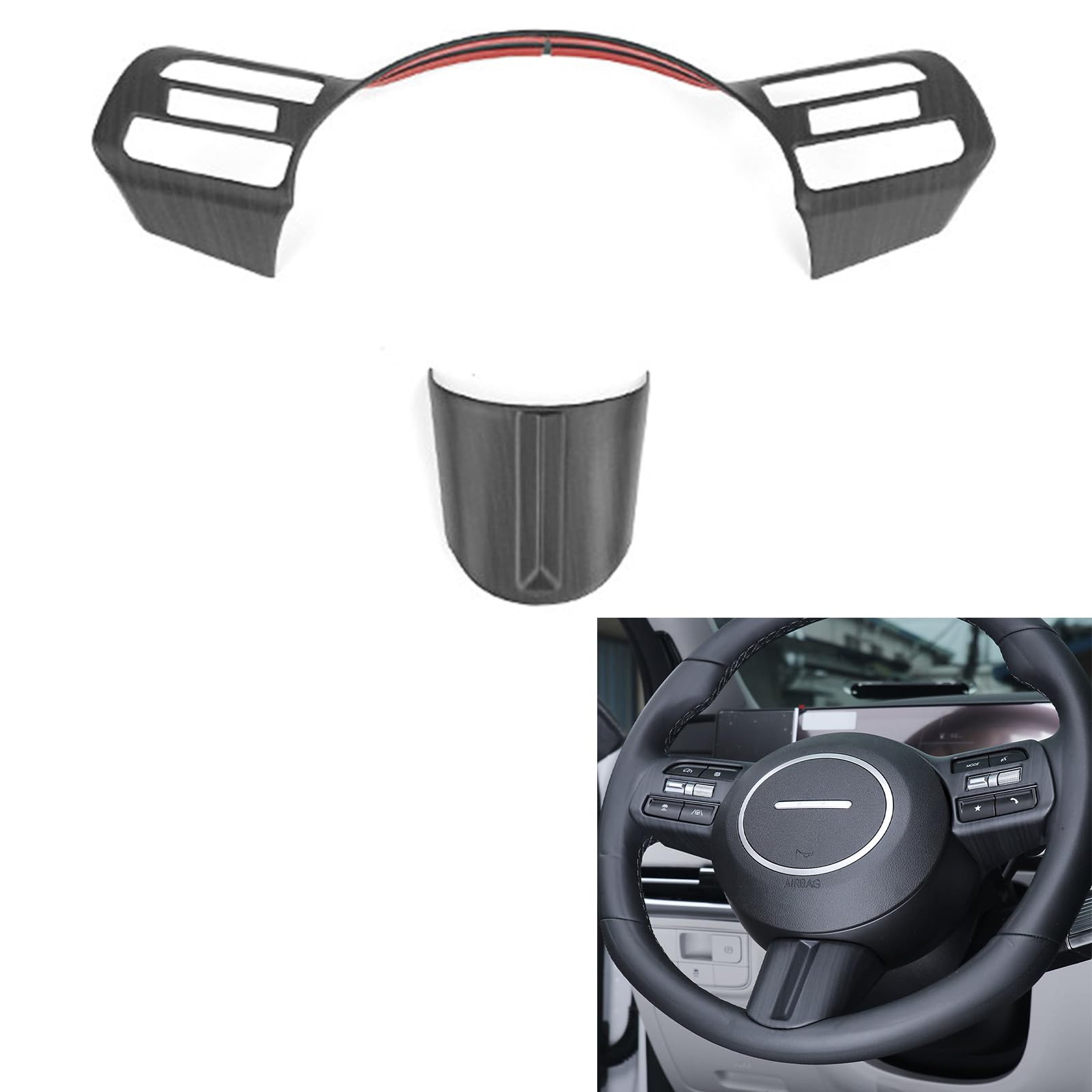 FUEISOF für Hyundai Tucson NX4 2024 2025 Lenkradtaste Verkleidung Lenkrad Abdeckung 2 Stück (Holzmaserung) von FUEISOF