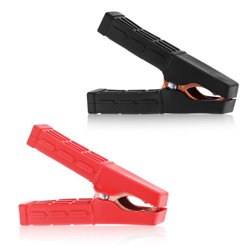 FUFRE Krokodilklemmen, 200 A Autobatterie-Clip Krokodilklemme Aus Reinem Kupfer, All Inclusive Schwarz Rot Krokodilklemme, Krokodilklemmen 12v/24v Kabelverbindungsklammer Für Autobatterie (1) von FUFRE