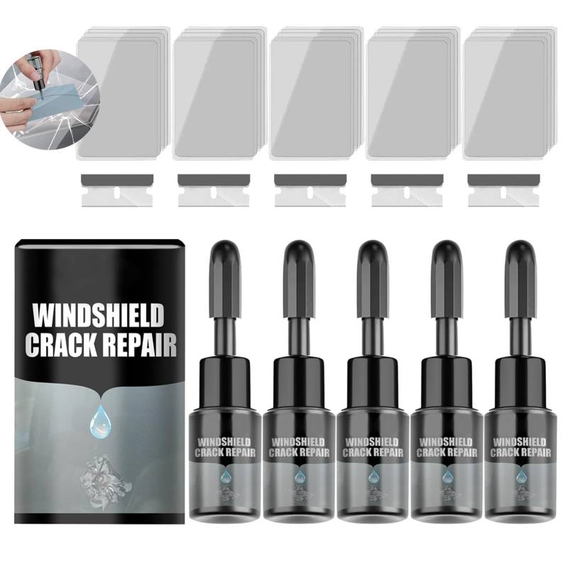 Steinschlag Reparaturset Windschutzscheibe, 20ml Scheibenreparatur Set Steinschlag, Auto Windschutzscheiben Reparaturset Werkzeug, Glas Reparatur Set, Windshield Repair Kit für Auto-Glas (5 Stück) von FUFRE