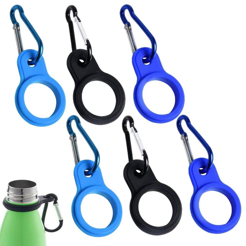 FUIPVGI 6 Stück Karabiner Flaschenhalter Set Wasserflasche Schnalle Silikon-Wasserflaschenschnalle Schlüsselanhänger Flaschenhalter Clip Haken für Wandern Camping, Reisen, Berg (Polychromatisch) von FUIPVGI