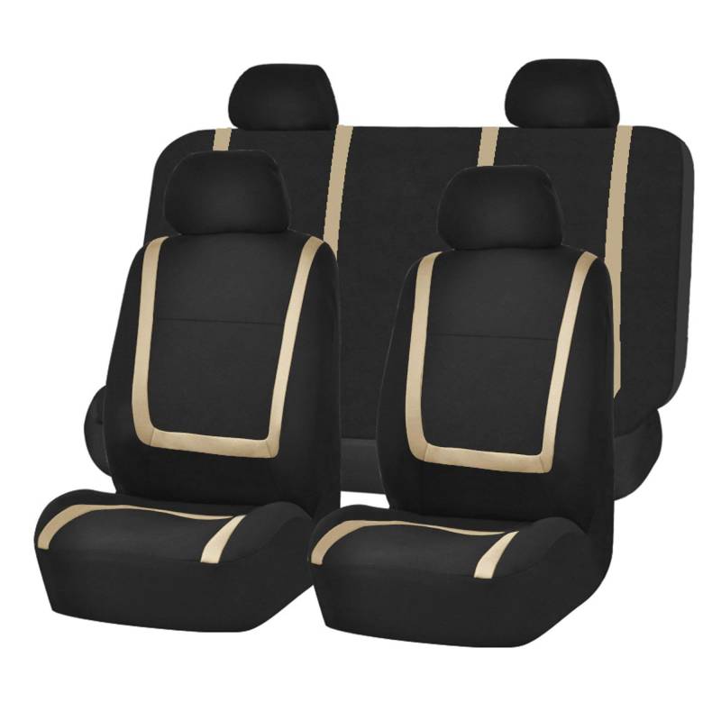 FUJIUM Sitzbezüge Auto Set für FIAT 500L 2014+, Fit Komplettset Autositzschoner, Autositzbezüge Set, Auto-Zubehör Innenraum, Auto-Schonbezüge,E-Gold von FUJIUM