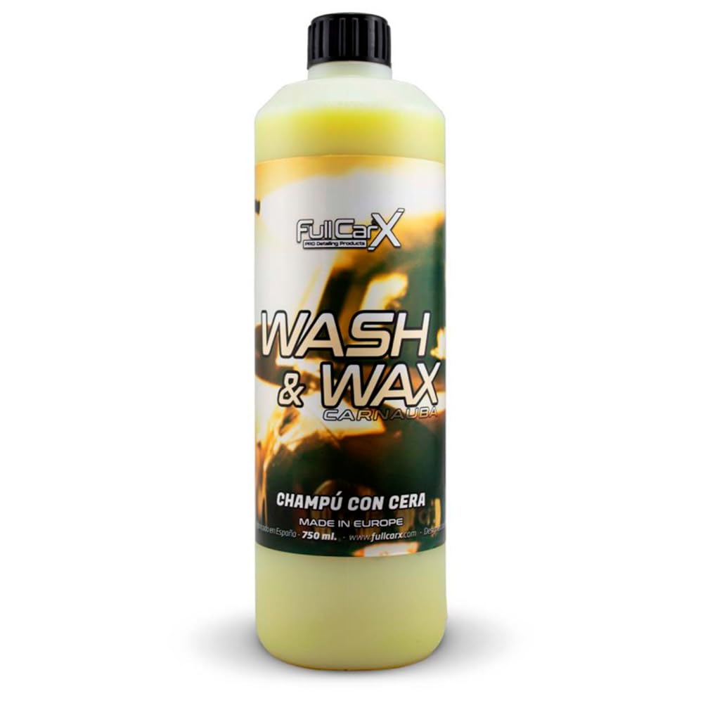 FULLCARX Wash & Wax 750ml Autoshampoo mit Wachs Carnauba Aktivschaumreiniger Konzentriert, Auto Waschen Hoher Glanz, Shampoo Wax Reiniger Polieren 2 in 1, Reinigung Detailing Professionelles Produkt von FullCarX