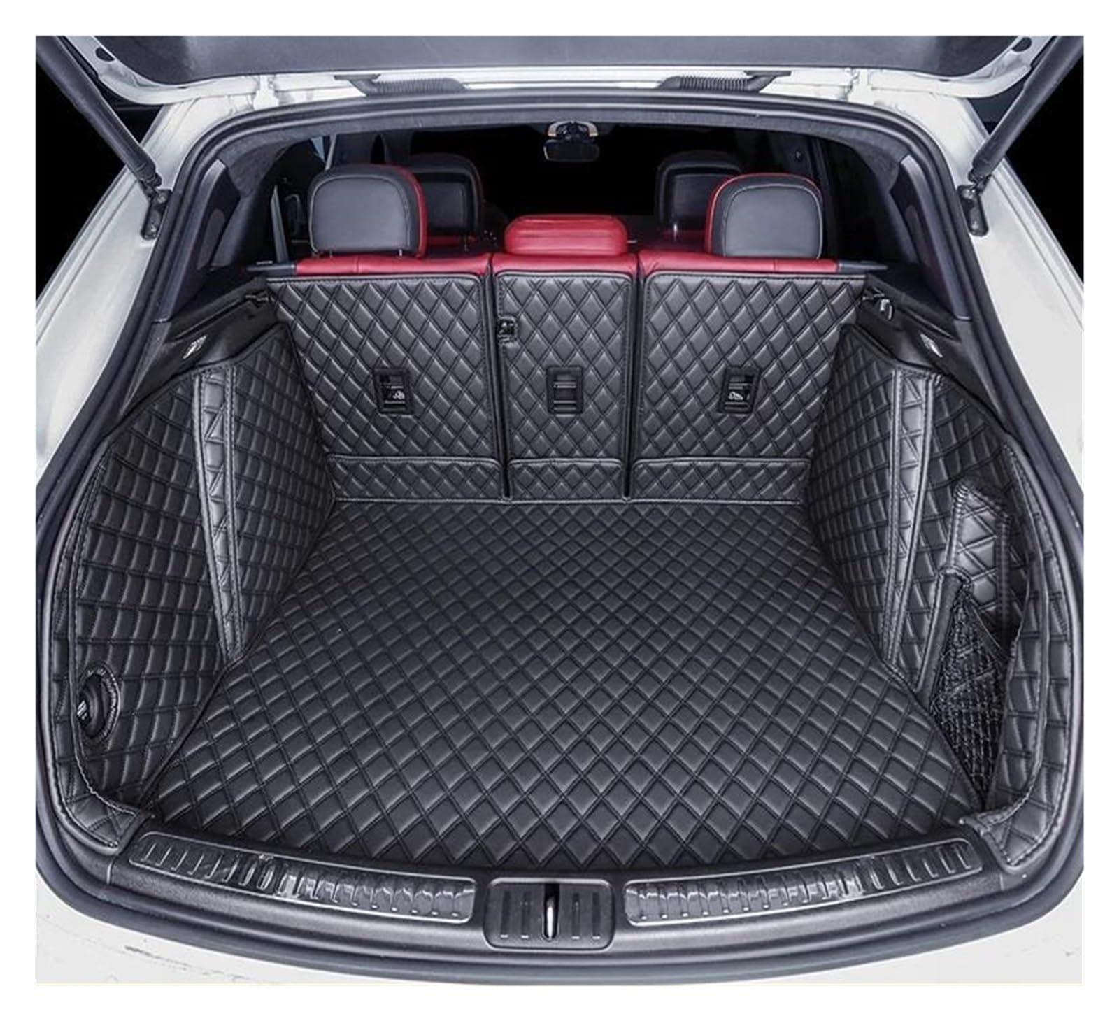 Kofferraum Schutzmatte Kofferraummatten Für Macan 2014–2022 Kofferraummatten Individuelle Auto Leder Accessoires Auto Schutzmatte(Schwarz) von FUNFOB