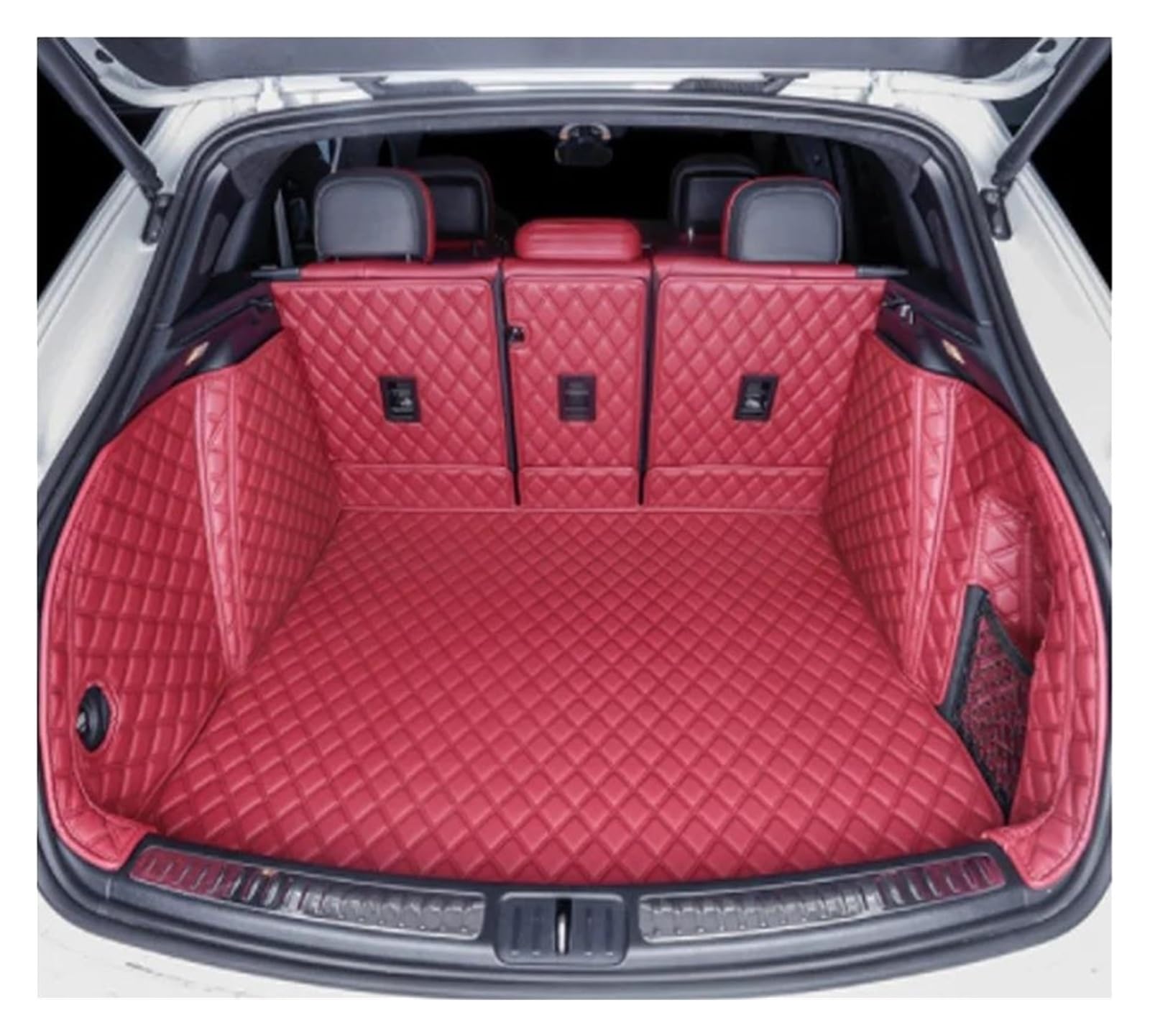 Kofferraum Schutzmatte Kofferraummatten Kofferraummatten Individuelle Auto Leder Accessoires Für Macan 2014–2022 Auto Schutzmatte(WEINROT) von FUNFOB
