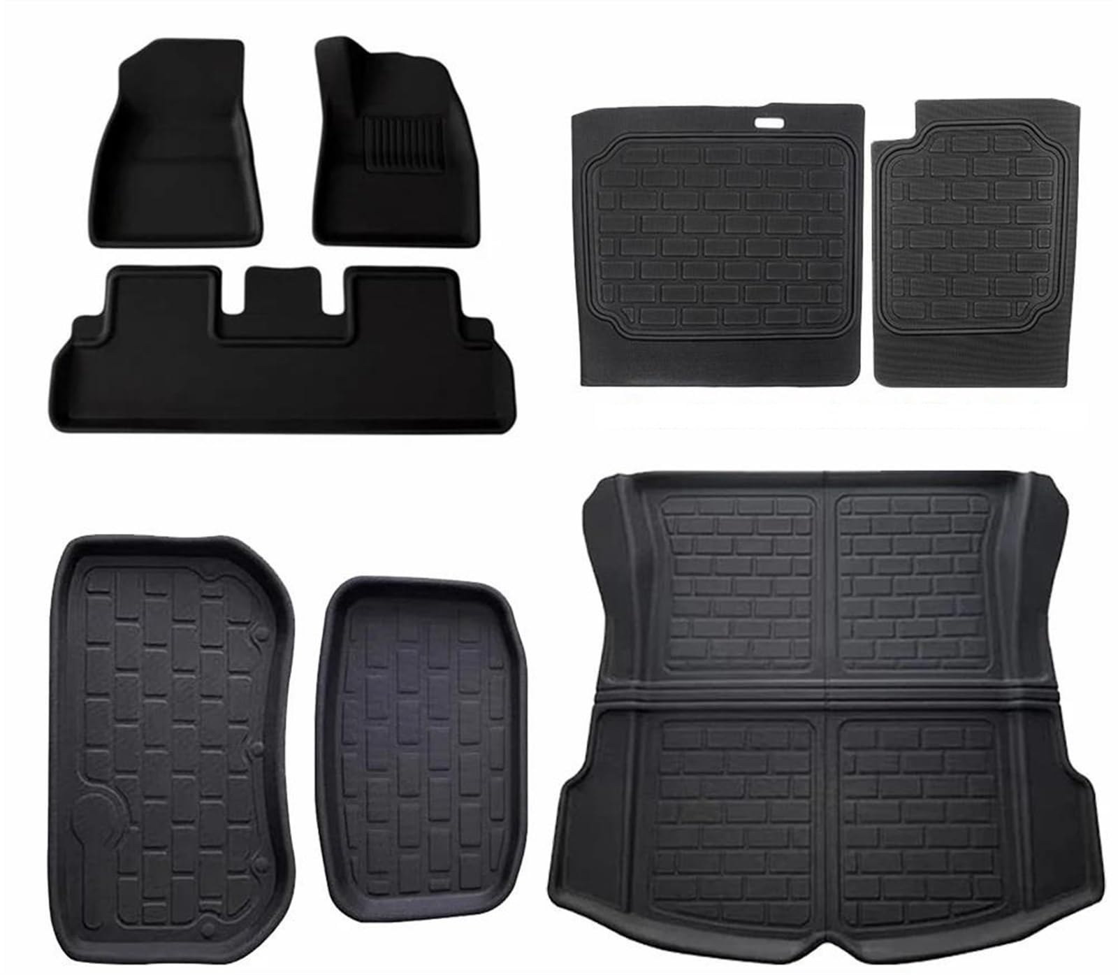 Kofferraum Schutzmatte Kofferraummatten wasserdichte Bodeneinlagen RHD LHD Auto 3D Fußmatten Für Tesla Für Modell Y Für Modell 3 2023–2021 Auto Schutzmatte(8P RHD 3) von FUNFOB