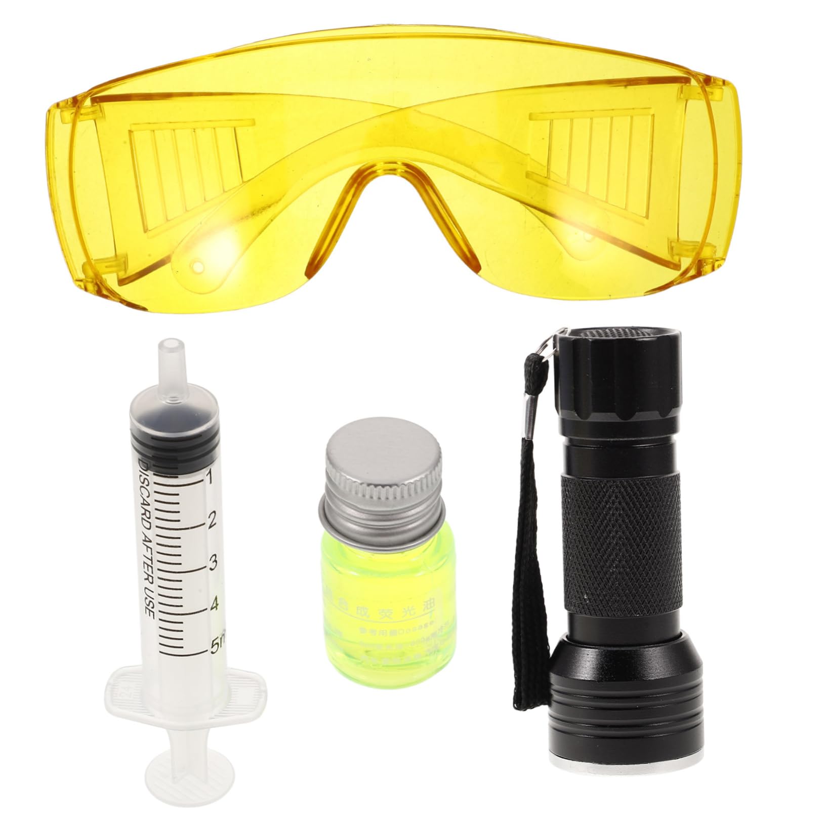 FUNOMOCYA 1 Set Klimaanlagen Lecksucher Motoröl Leckfarbstoff Kit Auto Klimaanlagentest Motoröl Lecksuch Kit Laserbrille Auto Ac Lecksucher Ac UV Licht Kit Kunststoff von FUNOMOCYA