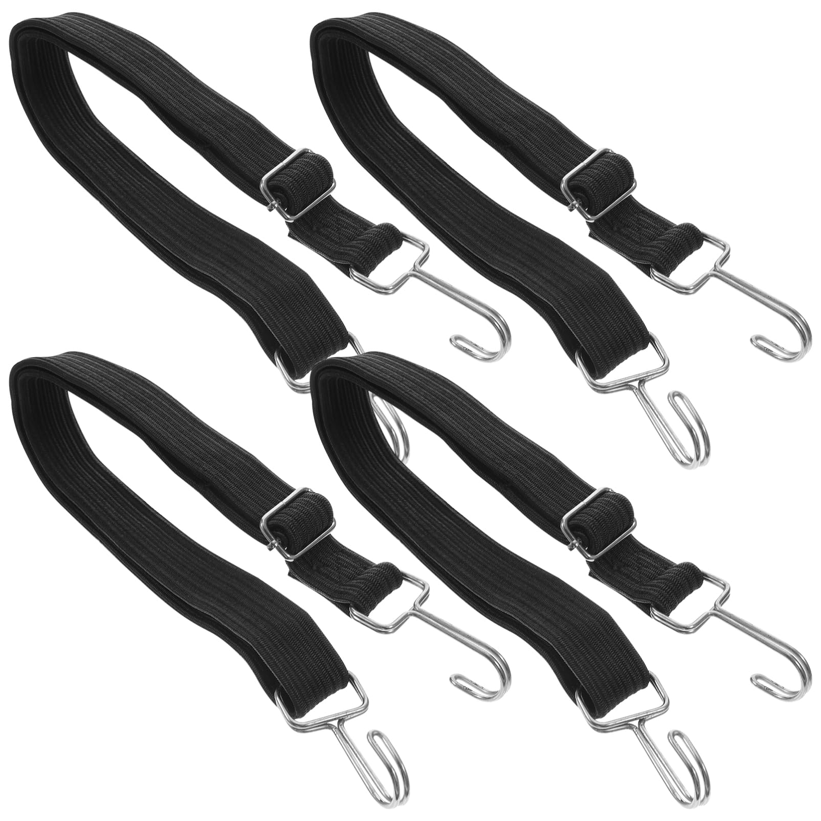 FUNOMOCYA Klettband Beidseitig 4er Set Bungee Cord Mit Haken Elastische Spanngurte Verstellbare Robuste Gummibänder Mit Metallverschluss Ideal Für Outdoor Camping Fahrradträger Zelt Und von FUNOMOCYA