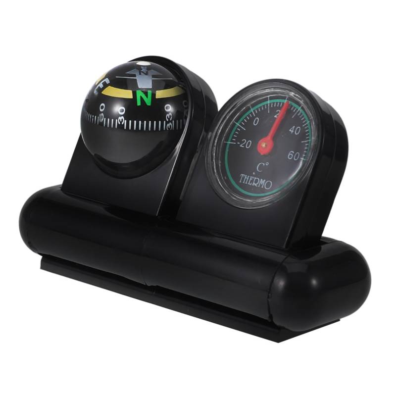 FUNOMOCYA Auto-kompass Und Thermometer-Ornament, Genaue Temperatur Und Navigation, Drehbarer Kompass Für Die Armaturenbrettmontage, Fahrzeugzubehör von FUNOMOCYA