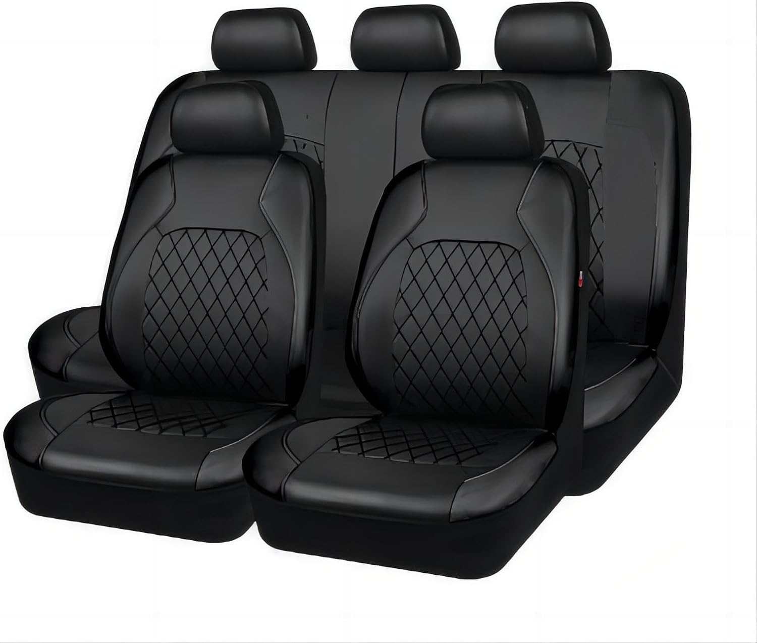 FUNSIE 9 Stück Sitzbezüge Auto für Chrysler PT Cruiser (2010), Leder Autositzbezüge Wasserdicht Atmungsaktiv Schonbezüge Autositz Sitzschoner Zubehör,A-Black von FUNSIE