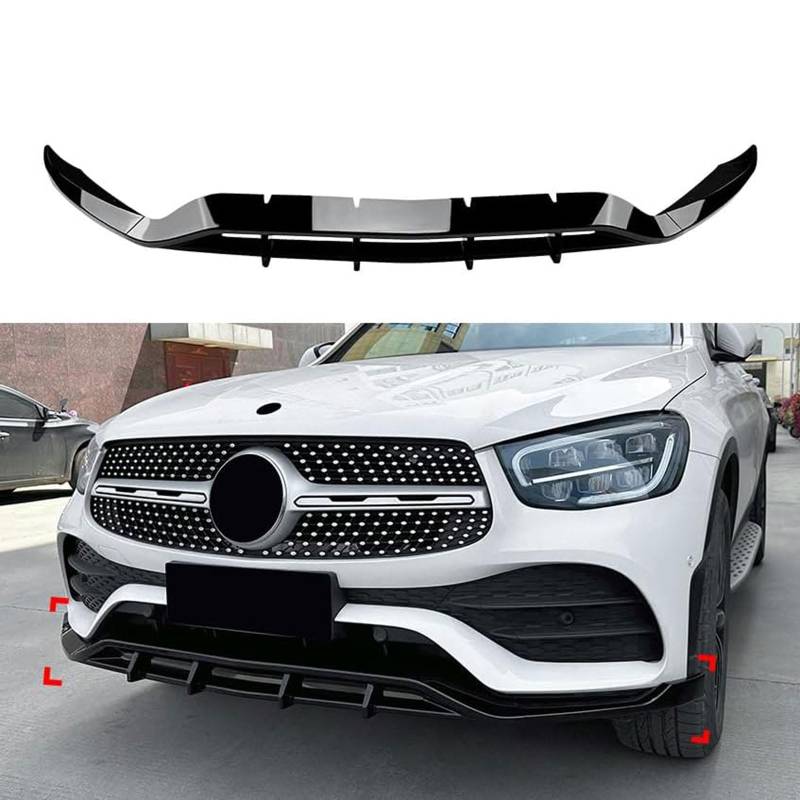 Auto Frontspoiler Lippe für Mercedes Benz GLC Class X253 GLC200 260 300 2020 2021 2022, Frontstoßstange Lippe Splitter Spoiler Diffusor, Kinn Splitter Body Kit, Auto Zubehör,Black von FURLOU