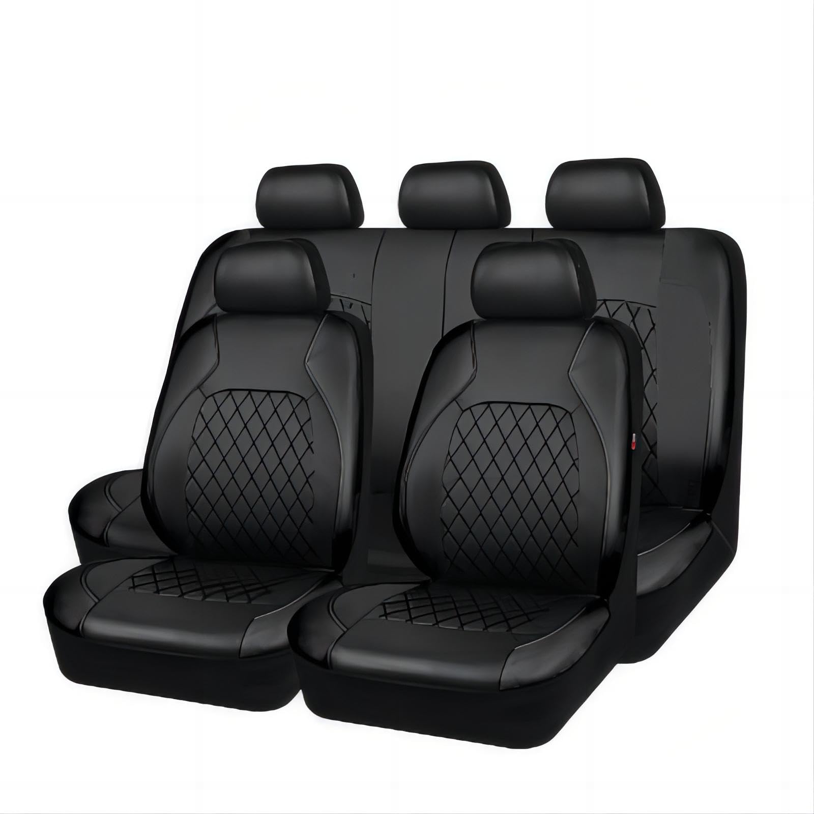 FURLOU 9 Stück Sitzbezüge Auto für Suzuki Grand Vitara (JT) 3.Gen (4door) 2005-2014 2015 2016 2017, Pu-Leder Autositzbezüge Set Wasserdicht Atmungsaktiver Innenraum Zubehör,Black von FURLOU