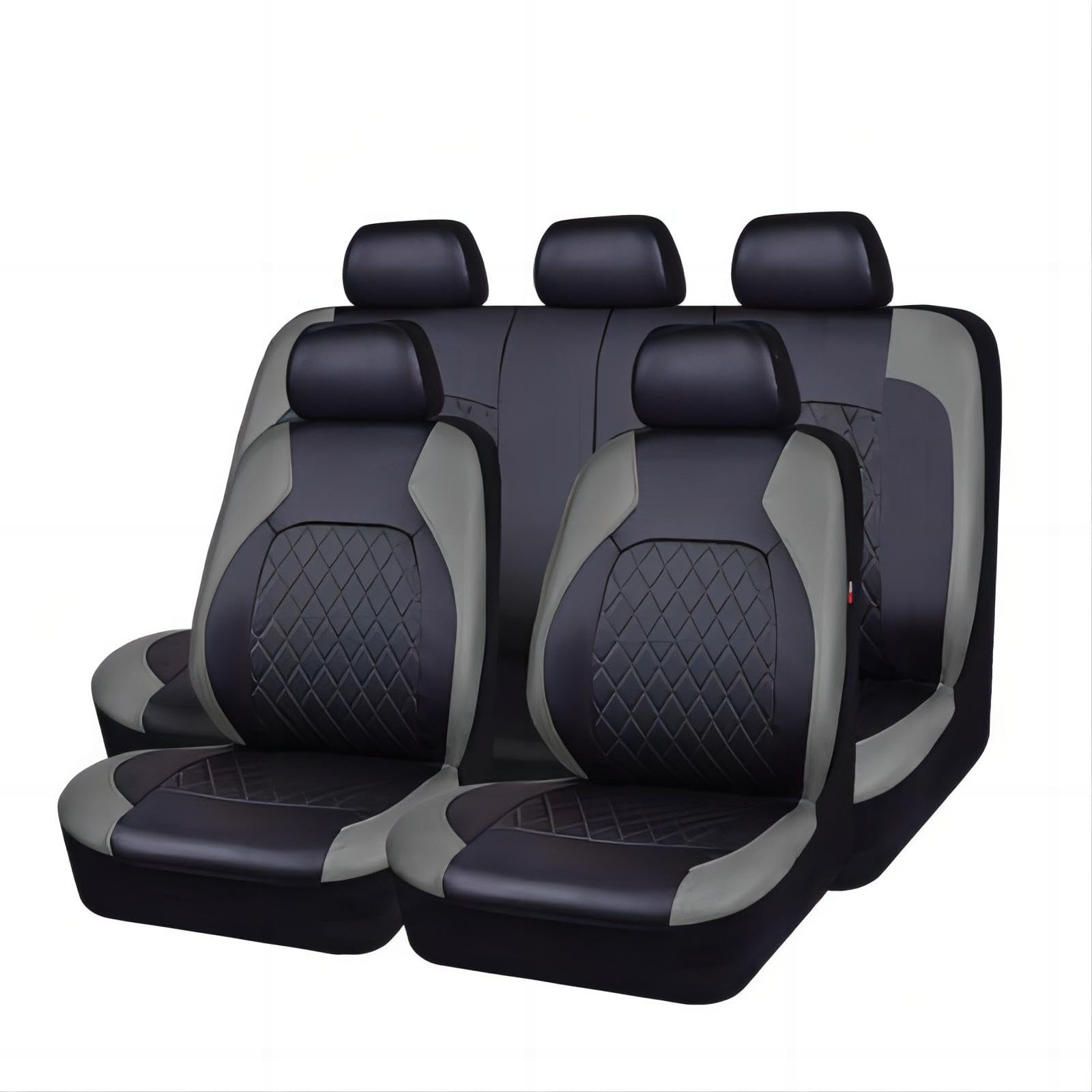 FURLOU 9 Stück Sitzbezüge Auto für VW Tiguan 2. Gen SWB (5seats) 2016 2017 2018 2019 2020 2021 2022 2023, Pu-Leder Autositzbezüge Set Wasserdicht Atmungsaktiver Innenraum Zubehör,Grey von FURLOU