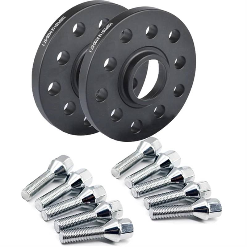 Lug Wheel Spacers Für Audi 5*112/5*100 Geschmiedete Aluminium Distanzscheiben Reifen Hub Distanzscheiben STUD + M14 * 1,5 Radmutter 2PCS 15mm Auto Rad Spacer Wheel Spacers Wheel Spacers Power(Black 40 von FUTWIZ