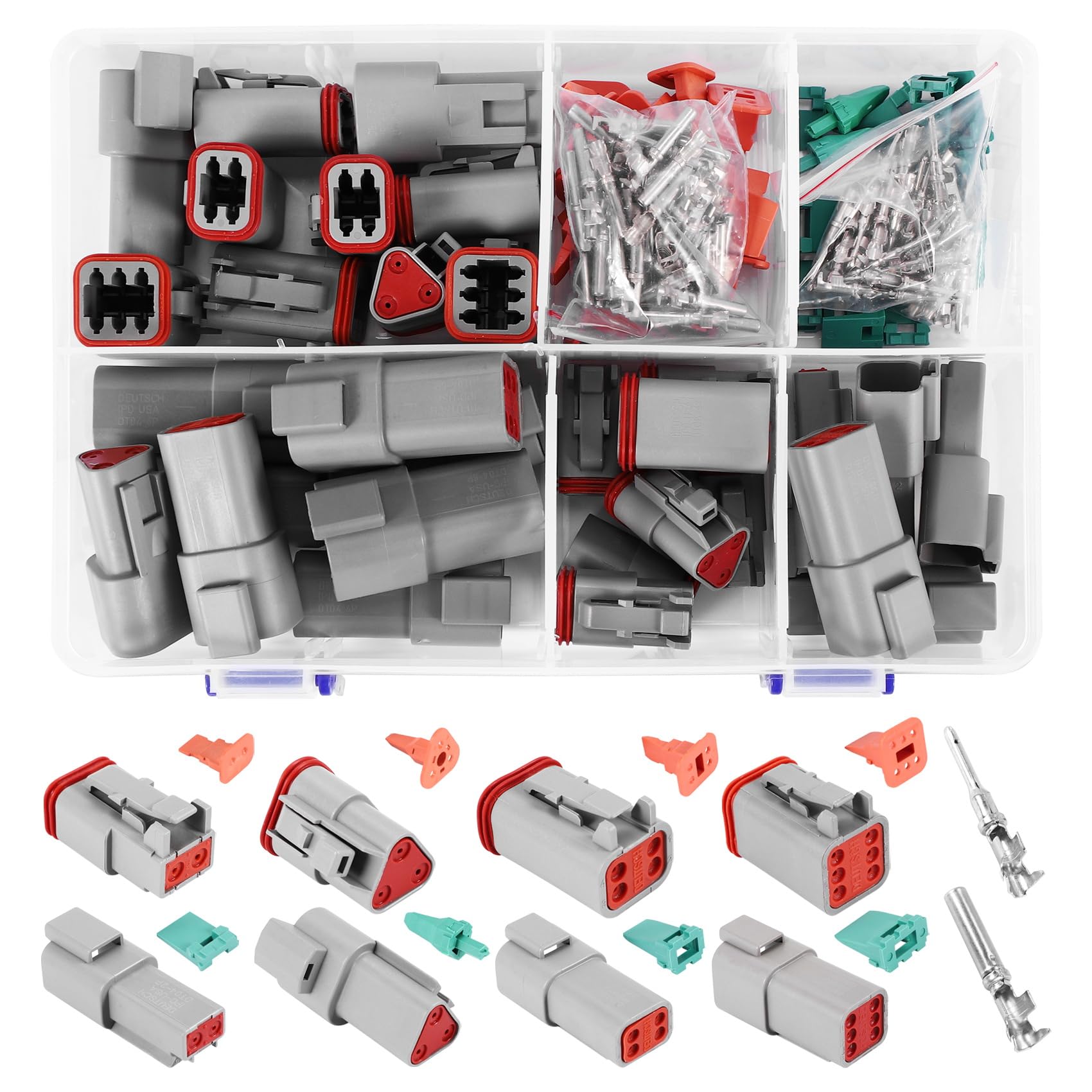 FUWIND 140Pcs Deutsch DT Series Wasserdichter Kabelverbindungssatz DT06-2/3/4 / 6S DT04-2 / ​​3/4 / 6P Kfz-Stecker mit Stiftbox von FUWIND