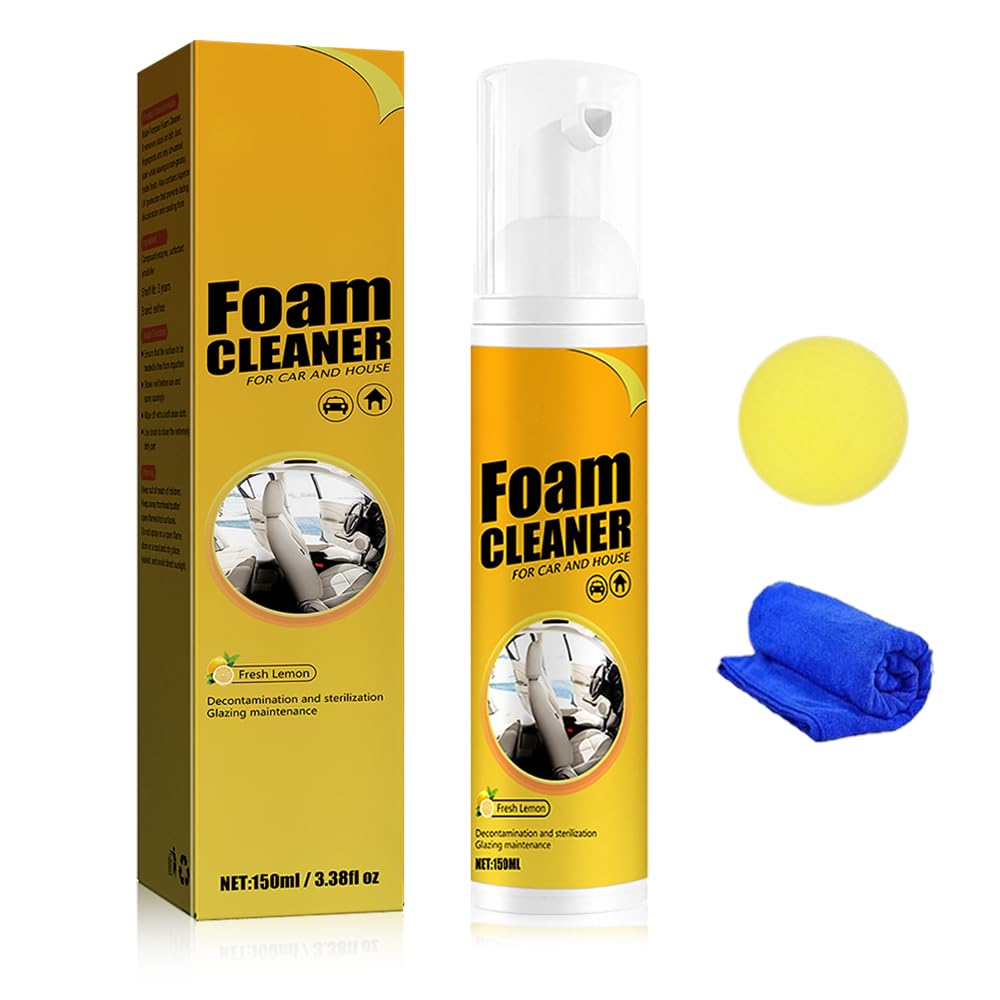 FUXNGZI Multi-Purpose Foam Cleaner, 2025 Neu Auto Innenraum Reiniger, Innenraumreiniger Auto, Cockpitpflege Auto, Auto Polsterreiniger für Kunststoff Polster Leder (1PCS, 150ML) von FUXNGZI