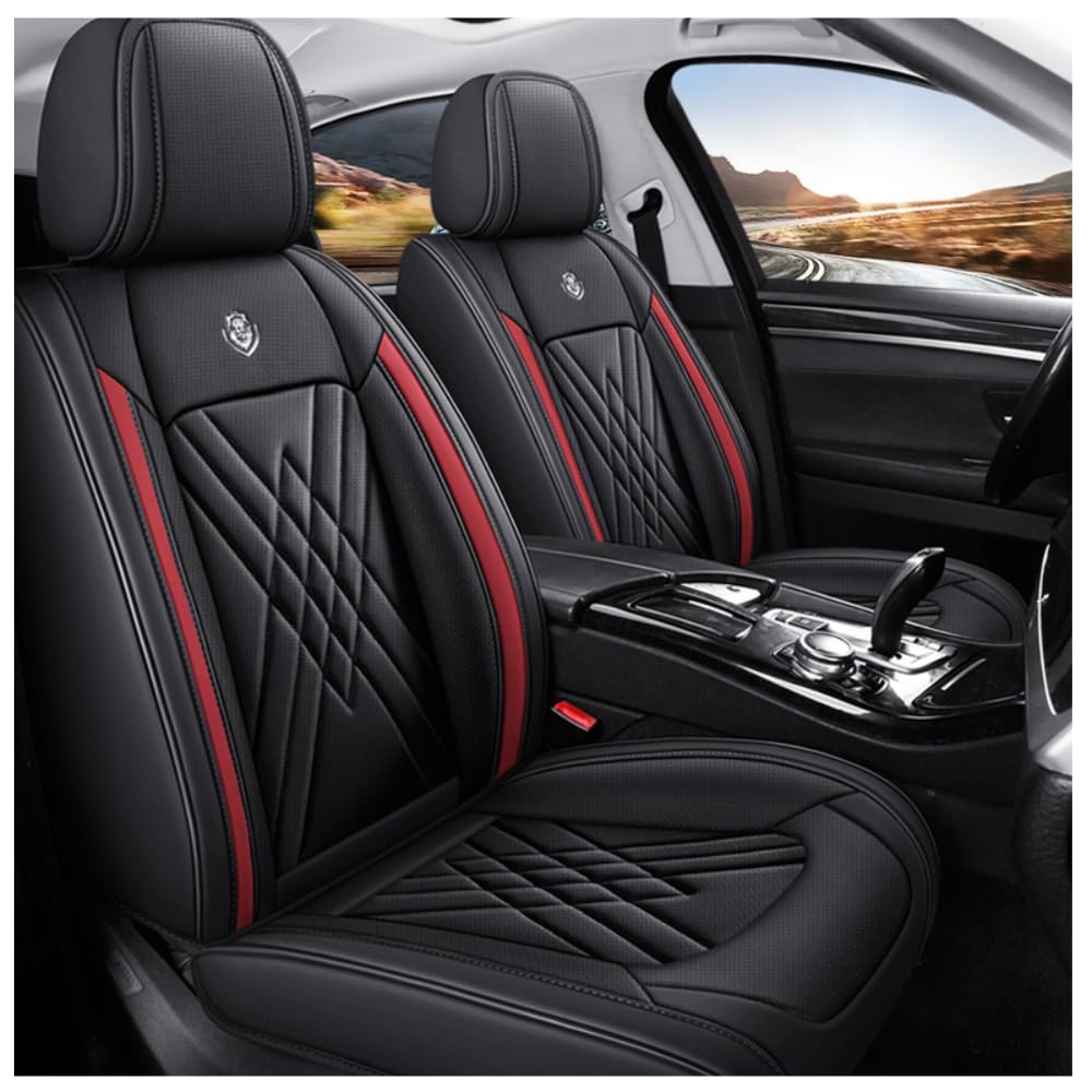 FUXZSV Autositzbezüge sind geeignet für Citroen DS3/DS3 Racing/DS3 Cabrio/DS4/DS5/DS3 Crossback/DS 4S/DS 5LS/DS6/DS7leder/atmungsaktiv,Schwarz und Rot von FUXZSV