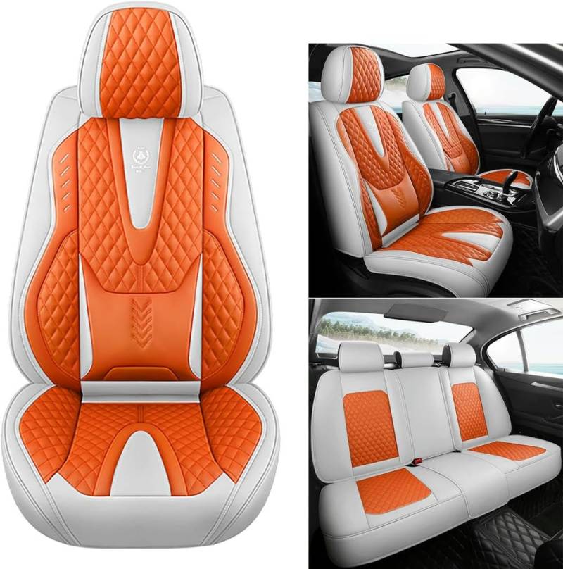 FUXZSV Autositzbezüge sind geeignet für Citroen Xsara Picasso 20 HDI Leder/atmungsaktiv,orange von FUXZSV