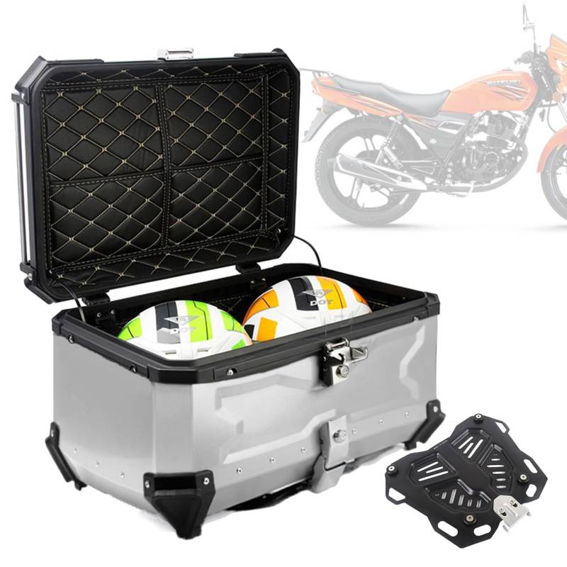 FUYAO Motorrad Koffer Aluminium Top Case Scooter Koffer, 45L 55L 65L 80L 100L wasserdichte Helmkoffer Motorradhecktasche Für Roller, Motorrad, Moped & Quad von FUYAO