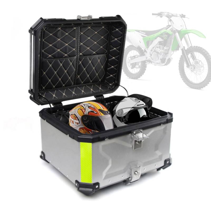 FUYAO Motorradkoffer Alu Top Case Für Roller 45L 55L 65L 80L 100L universal, Wasserdicht Motorrad Topcase Gepäckträger Koffer Helme Motorrad Mofa Quad von FUYAO