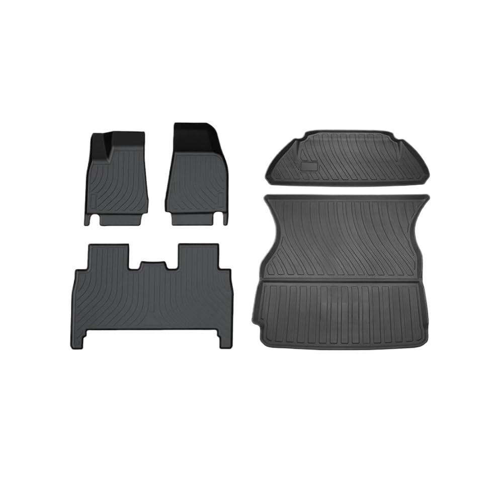 Auto-Gummimatte Für Modell X 5-Sitzer 2016 2017 2018 2019 2020 2021 2022 2023 2024 Fußmatten Heavy Duty All Weather Floor Liners Full Set Trunk Cargo Mat von FUYRHP