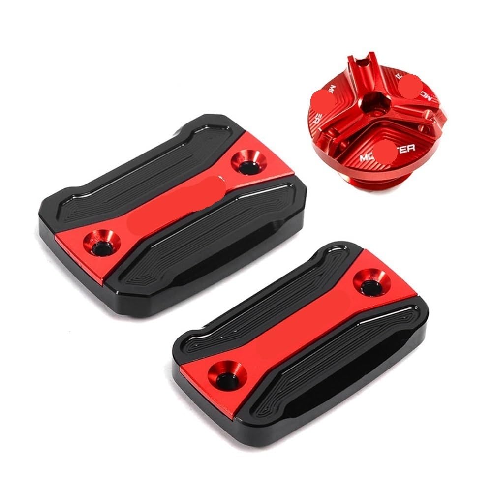 FUYRHP Ölbehälter Fluid Cap Für Du&Cati Hypermotard Für Monster 796 795 696 695 821 Motorrad CNC Front Kupplung Bremsflüssigkeitsbehälter Abdeckung Motor von FUYRHP