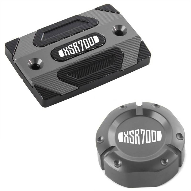 FUYRHP Ölbehälter Fluid Cap Für Y&amaha XSR700 XSR 700 2015-2022 2021 2020 Motorrad CNC Aluminium Hinten Und Vorne Brems Flüssigkeit Reservoir Kappe Zylinder Abdeckung von FUYRHP