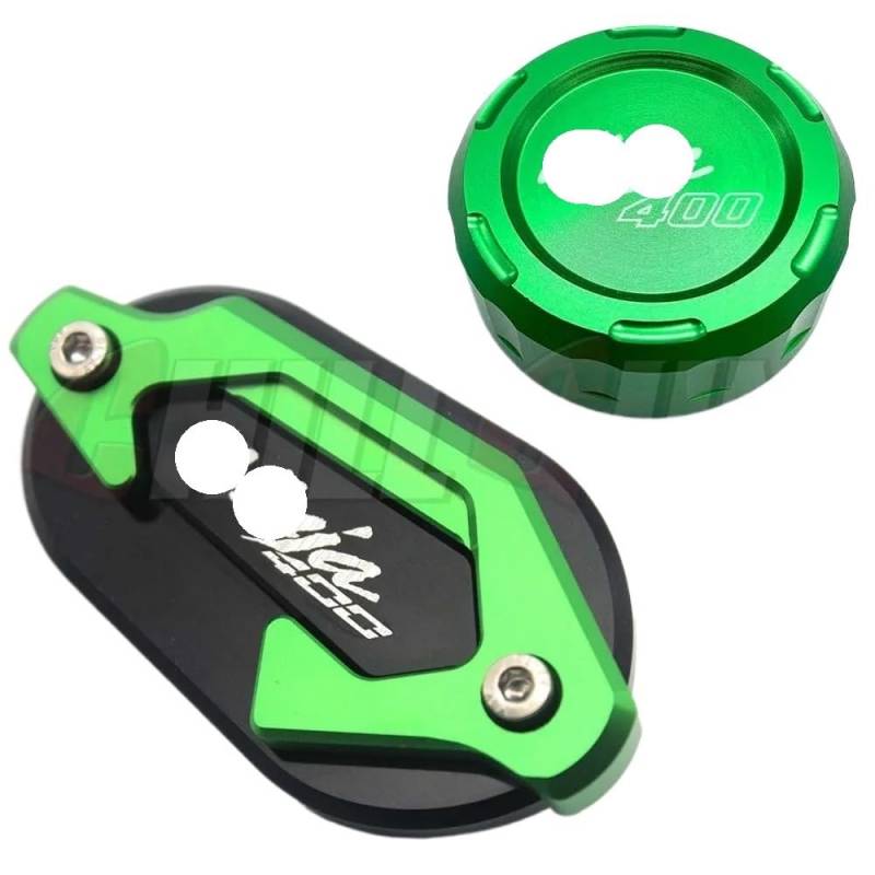 FUYRHP Ölbehälter Fluid Cap Motorrad Vorne Hinten Brems Flüssigkeit Zylinder Master Reservoir Abdeckung Kappe Schutz Für K&awasaki NINJA400 NINJA-400 2018-2021 Für Ninja 400 von FUYRHP