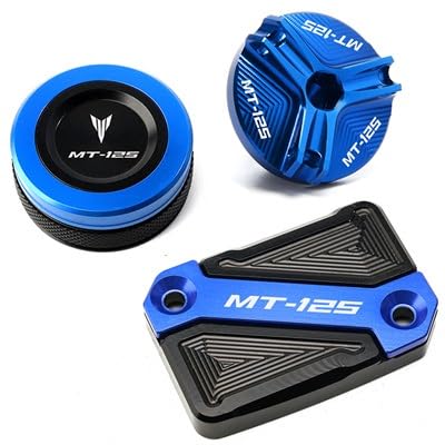 FUYRHP Ölbehälter Fluid Cap Motorrad Vorne Und Hinten Bremsflüssigkeitsbehälterdeckel Für Y&amaha MT125 MT-125 2008-2020 2021 2022 CNC Motoröl Einfülldeckel von FUYRHP