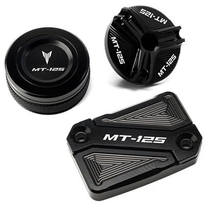 FUYRHP Ölbehälter Fluid Cap Motorrad Vorne Und Hinten Bremsflüssigkeitsbehälterdeckel Für Y&amaha MT125 MT-125 2008-2020 2021 2022 CNC Motoröl Einfülldeckel von FUYRHP