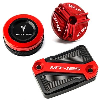 FUYRHP Ölbehälter Fluid Cap Motorrad Vorne Und Hinten Bremsflüssigkeitsbehälterdeckel Für Y&amaha MT125 MT-125 2008-2020 2021 2022 CNC Motoröl Einfülldeckel von FUYRHP