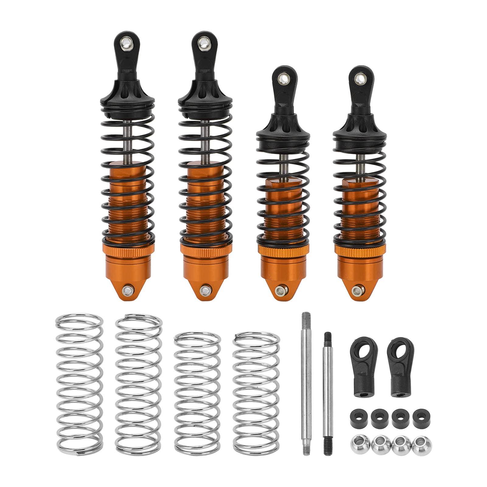 4-teilige Performance-RC-Stoßdämpfer für 1/10 Geländefahrzeuge – Aluminiumlegierung und Kunststoff (Orange) von FUZHUI