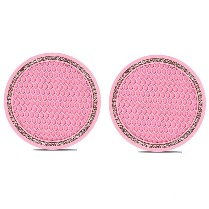 2 stücke Auto Coaster Wasser Tasse Flasche Halter Anti-slip Pad Matte Silica Gel for Innen Dekoration Auto Styling zubehör(Pink) von FVCTGHZ