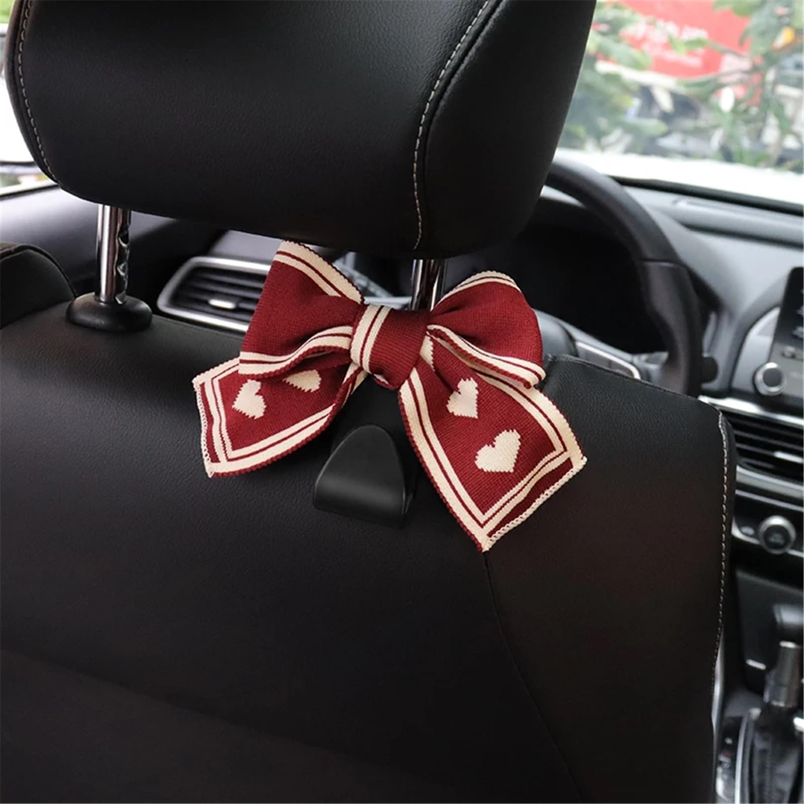 2 stücke Bowknot Auto Haken Sitz Zurück Fahrzeug Kopfstütze Organizer Lagerung Kleiderbügel Lebensmittel Handtasche Frauen Auto Zubehör(2pc red bow) von FVCTGHZ