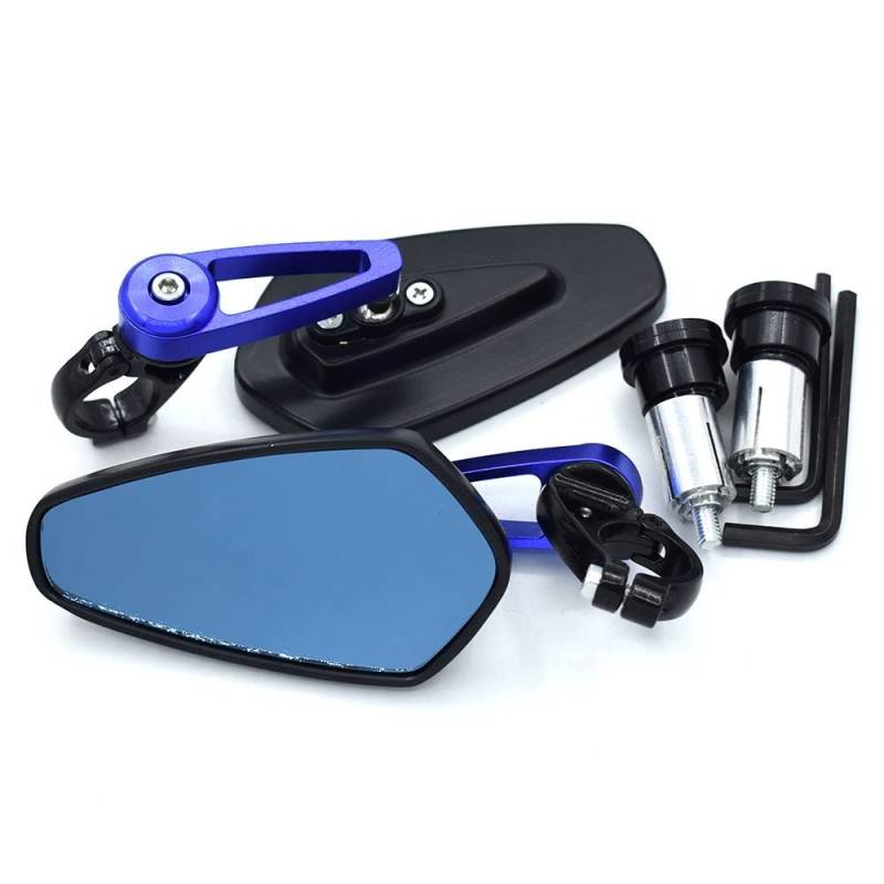 Motorrad spiegel Universial 7/8" 22mm Lenkerseitenrückspiegel Aluminium Bar Endspiegel Für KA&WA&SAKI Z250 Z300 Z750 Z750S Z800 Z900 Z1000(Blue7) von FVDHASVDO