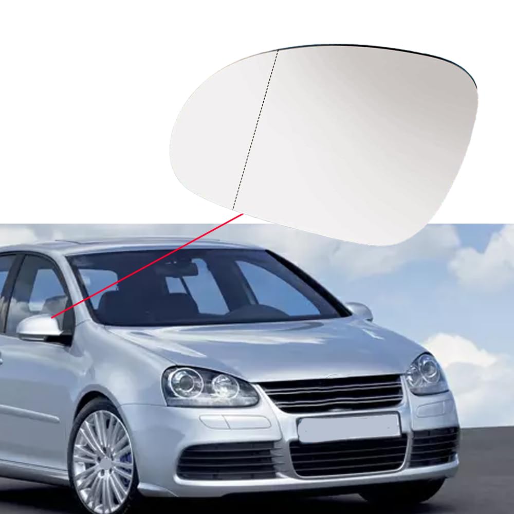 Linke/rechte Seite beheizte Türflügelspiegelglas Rückspiegellinse for VW Golf GTI MK5/Rabbit Passat/Jetta 2006 2007 2008 2009(Silver left) von FVFUV