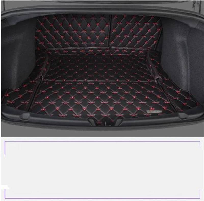 FVGOKMNA Auto Kofferraumwanne Kompatibel Mit Tesla Für Model 3 Auto-Innendekoration, Kofferraummatte, Kofferraummatte, Kofferraummatte, Bodenschutz, Fahrzeugteppich-Zubehör(Black red,Trunk mat 2) von FVGOKMNA