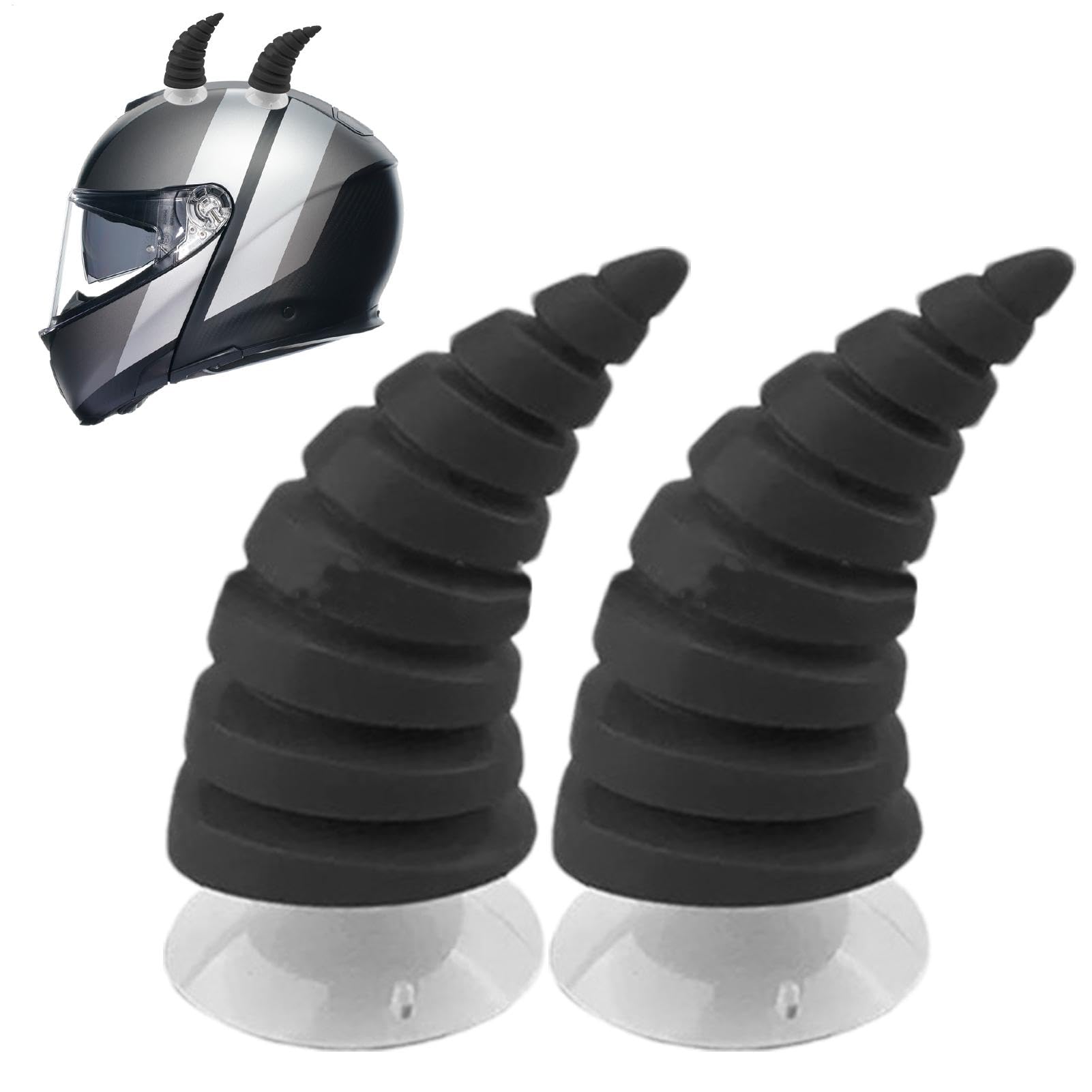 FVPKYUR Teufelshörner für Schutzhelm,Schwarze Hörner für Schutzhelm | Schwarze Horndekoration mit Sauger | Wiederverwendbares Zubehör, dekorative Hörner, 3D-Autodach-Ornament, Partyzubehör für von FVPKYUR