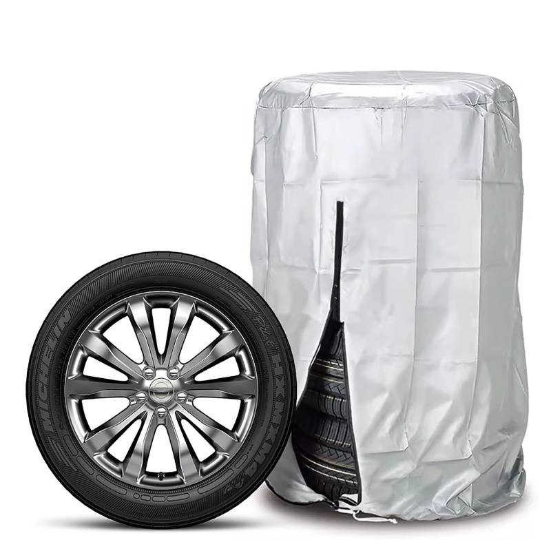 FWEEK Auto Reifentasche Reifentaschen, Silber Universale Reifenabdeckung Reifen Tasche Hält 4 Reifen (18/19/20/21/22 Zoll), 420D Oxfordwasserdichte Reifenschutzhülle, Ø82cm x H120cm Reifentasche von FWEEK