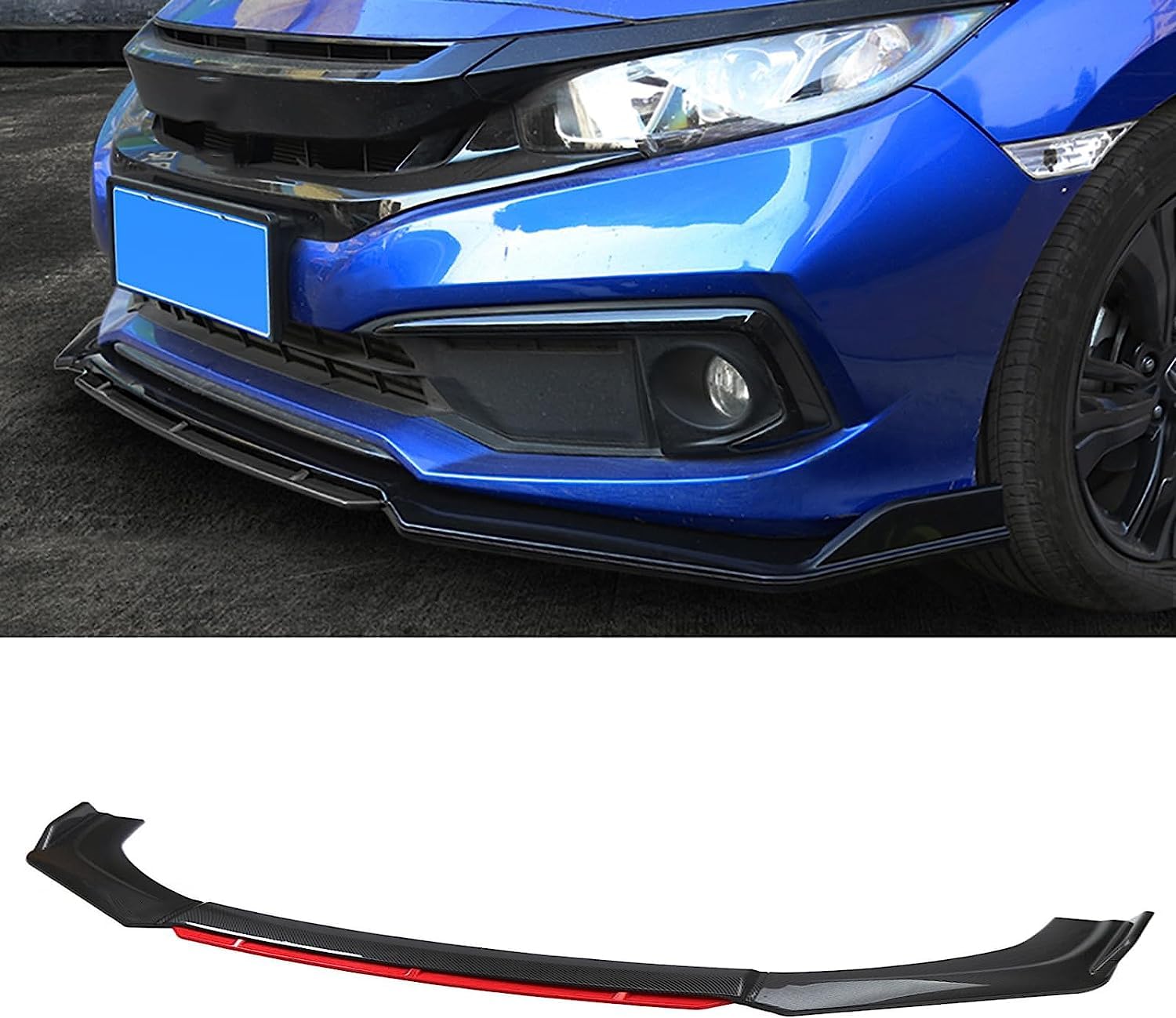 Auto Frontspoiler für BMW Serie 3 Series 3er /M3 F80 G20 F30 E90 2005-2024,Frontlippe Spoiler Frontstoßstange Lippe Autoantikollisionsschutz,D/Carbon Fiber and Bright Red von FWIW