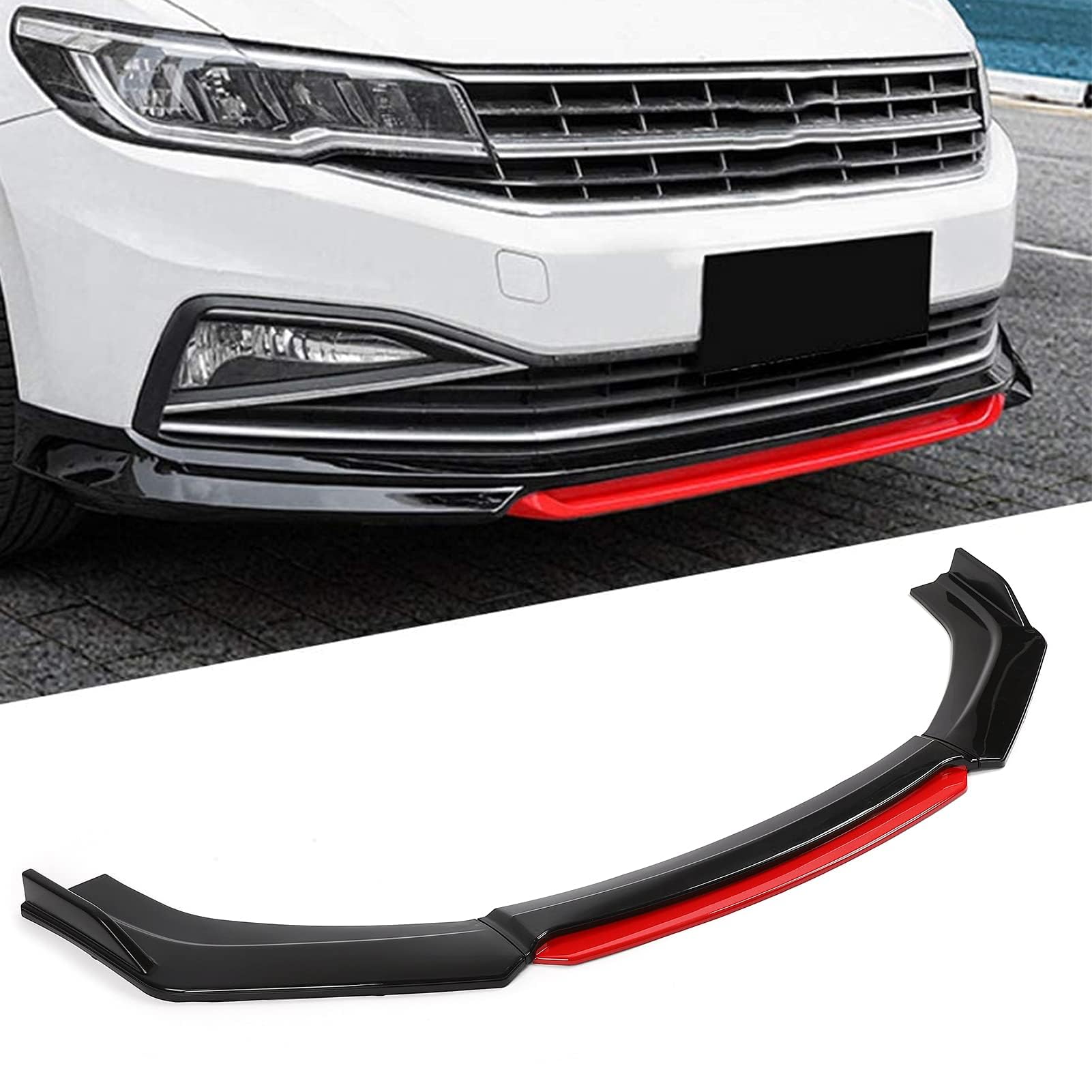 Auto Frontspoiler für BMW Serie 7 Series 7er E65 / E66 / E67 2001-2008,Frontlippe Spoiler Frontstoßstange Lippe Autoantikollisionsschutz,B/Bright Black and Bright Red von FWIW