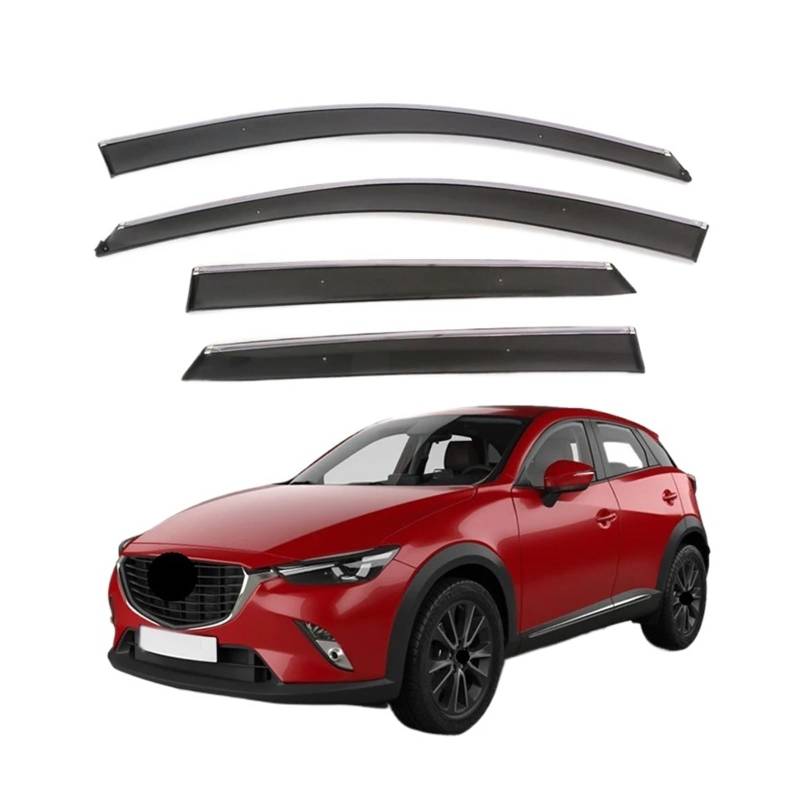 Fensterabweiser kompatibel mit Mazda CX-3 ab 2016, Türfenster, Regenblende, Wetterschutz, Sonnenschutz(with Chrome Trim) von FWNERGUL