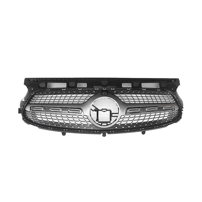 Glänzend schwarzer Frontgrill im GTR-Stil, kompatibel mit Mercedes-Benz GLA-Klasse H247 GLA35 GLA45 AMG 2020–2023, Front-Renngitter(D-Silver) von FWNERGUL