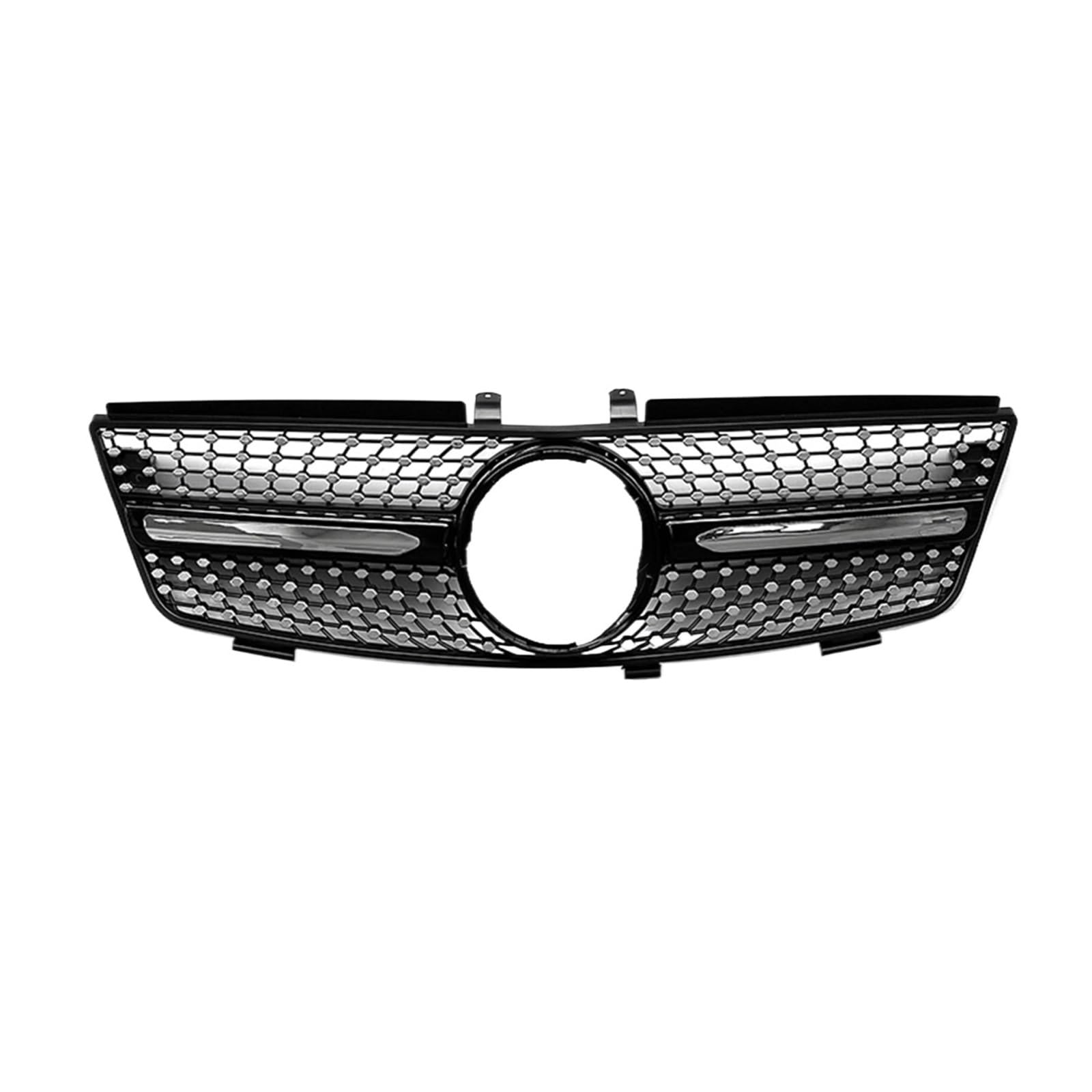 Grill Kühlergrill Kompatibel for Mercedes-Benz ML Klasse W164 2005-2008 ML320 ML350 ML500 Schwarz/Silber Obere Stoßstange Haube Mesh(Black and White) von FWNERGUL