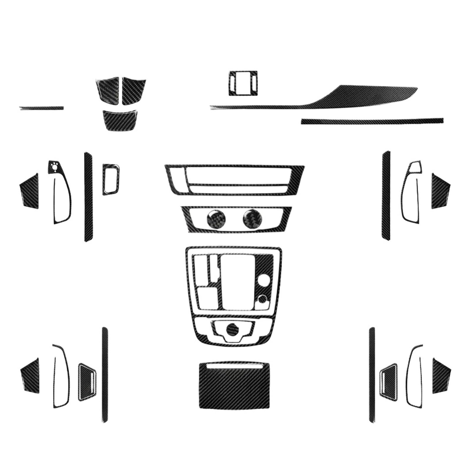 Kompatibel mit Audi -A6 -S6 -C7 -A7 -S7 4G8 2012-2018 Carbon Fiber Schalthebel Fensterheber Panel Auto Innen Aufkleber(Full Set LHD-01) von FWNERGUL