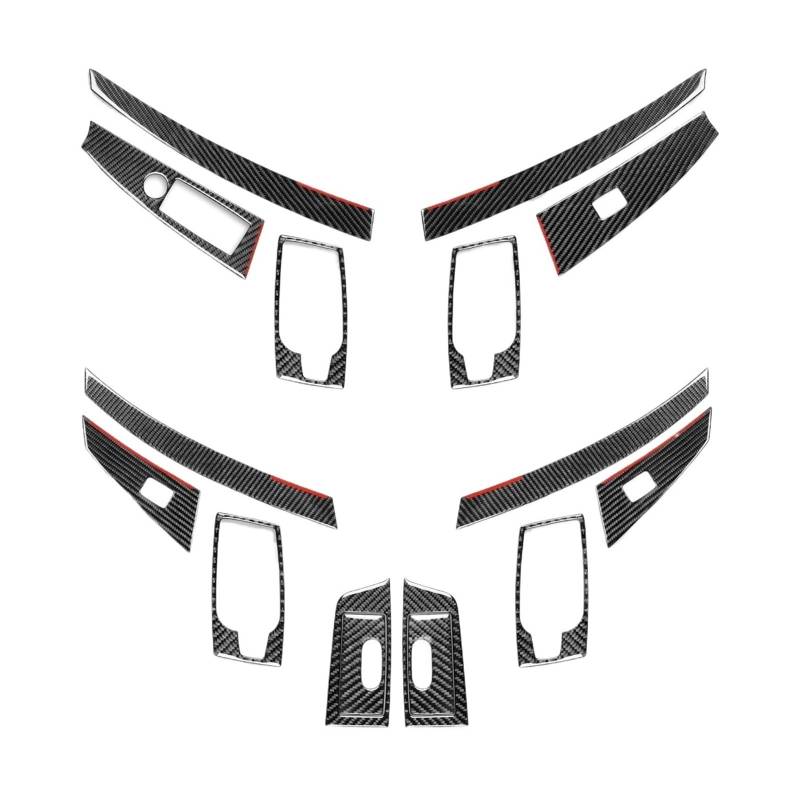 Kompatibel mit BMW 5 Series E60 2004-2007, Türinnengriff aus Kohlefaser, Fensterheber-Bedienfeld, passend for Auto-Innendekorationsaufkleber.(Black B) von FWNERGUL