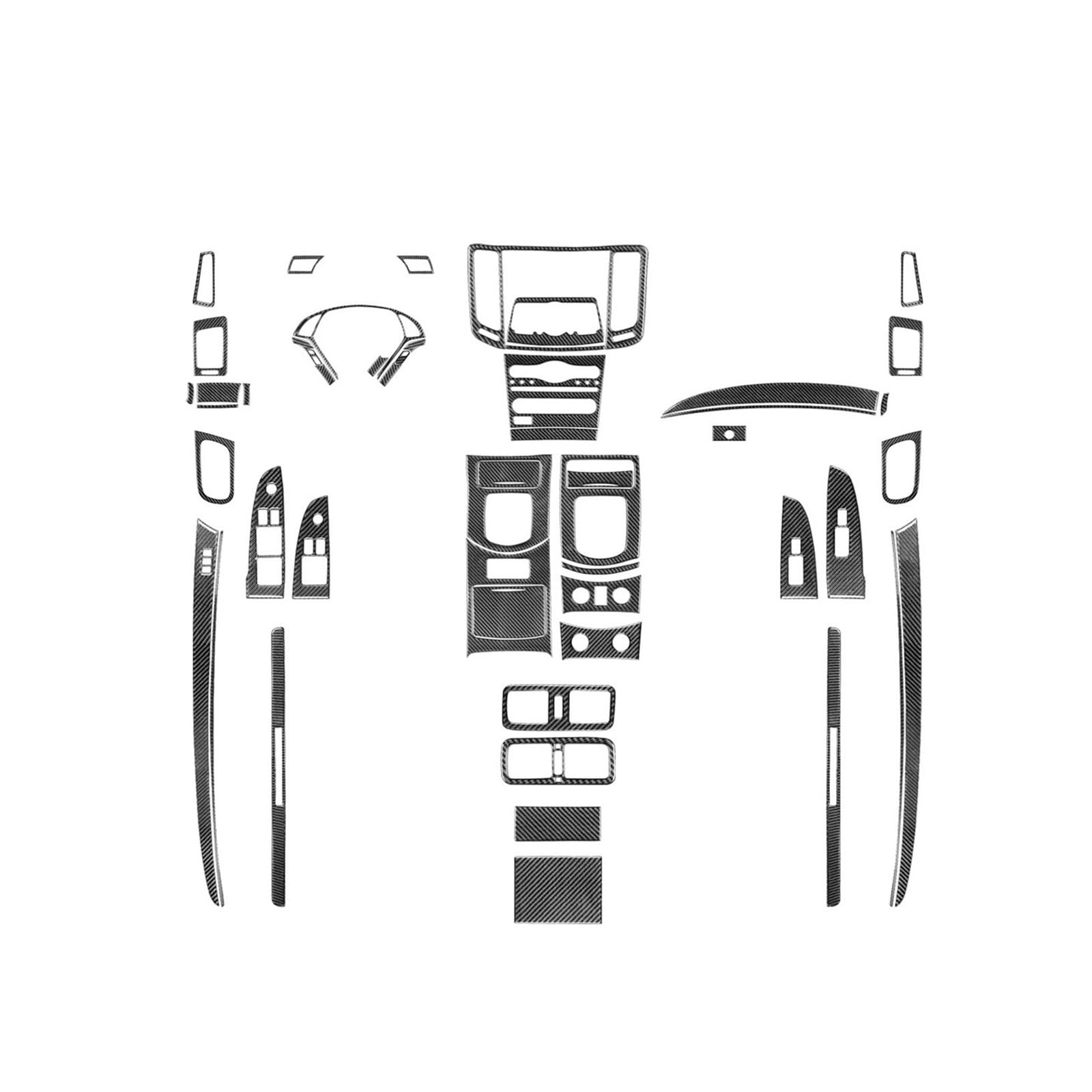 Kompatibel mit Infiniti G37 Coupe, Mittelkonsole aus echtem Carbonfaser, komplette Innenausstattung, Auto-Dekorationsaufkleber(Black Carbon) von FWNERGUL
