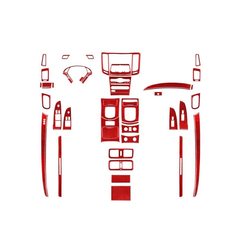 Kompatibel mit Infiniti G37 Coupe, Mittelkonsole aus echtem Carbonfaser, komplette Innenausstattung, Auto-Dekorationsaufkleber(Red Carbon) von FWNERGUL