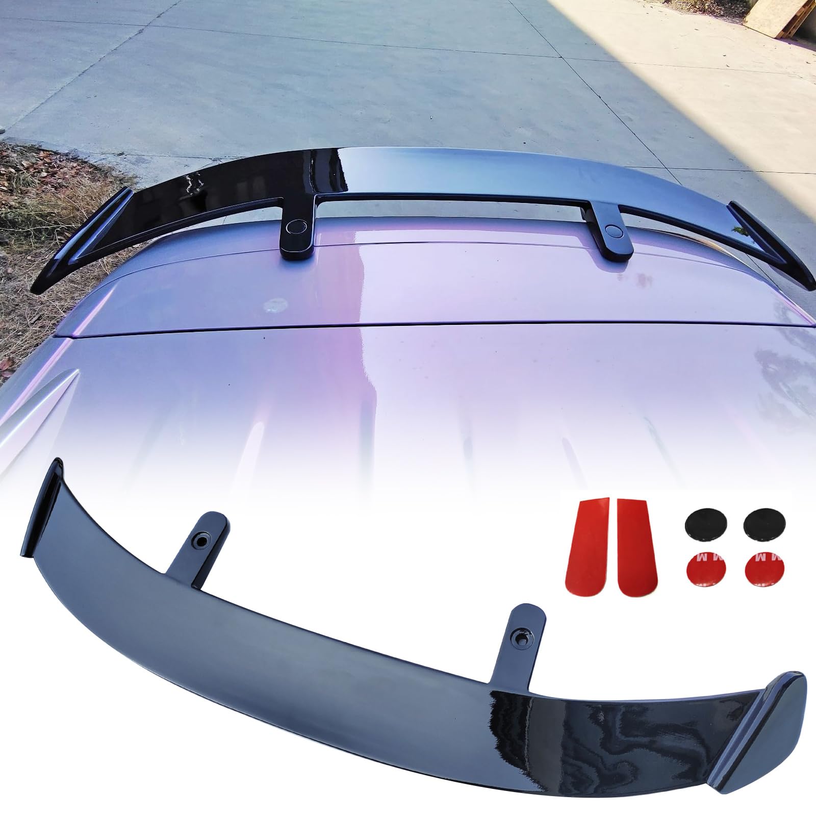 131cm hinterer Dachspoiler kompatibel mit den meisten Fließheck/SUV/Kombi, Auto-Universal-Heckkofferraum-Flügel, glänzend Schwarze Auto-Heckspoiler, einfache Installation von FWNT