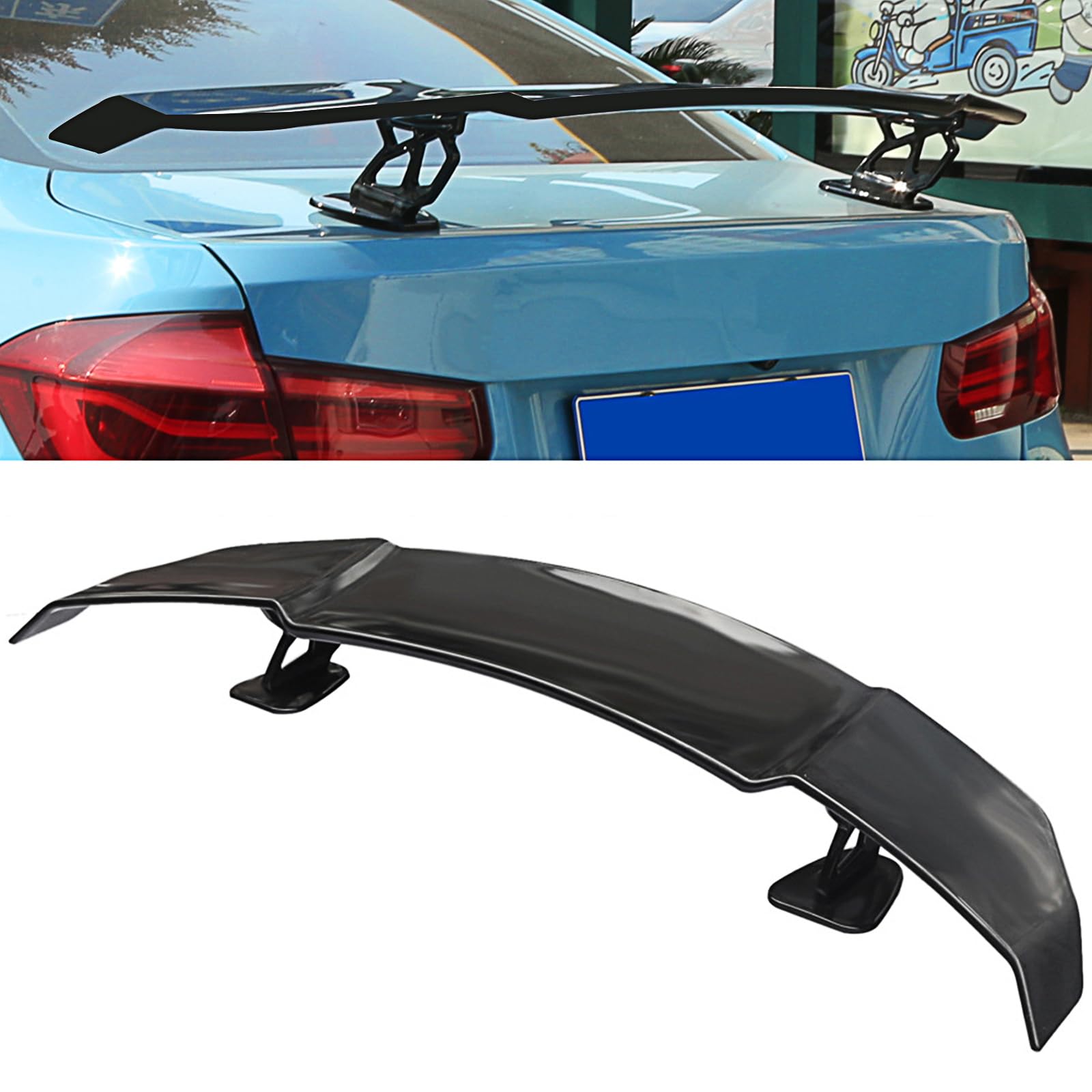 Auto Spoiler Universal,GT Racing Sport Stil Heckspoiler für die meisten Limousine Auto -141cm, ABS Car Styling Zubehör, Paste Install von FWNT