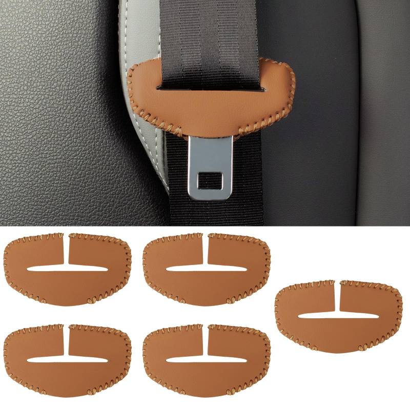 FWUNYVN 5 x Sicherheitsgurt-Schnallenabdeckung, Autositz-Gürtel-Befestigungsschnalle, schmückender Lederbezug, Sitzgurt-Schalldämpfer-Clip, Holster, Sitzgurt-Schnallenabdeckung für die meisten von FWUNYVN